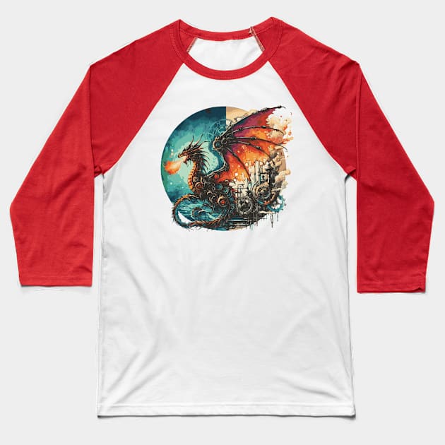 Year of the Dragon SteamPunk Baseball T-Shirt by Heartsake